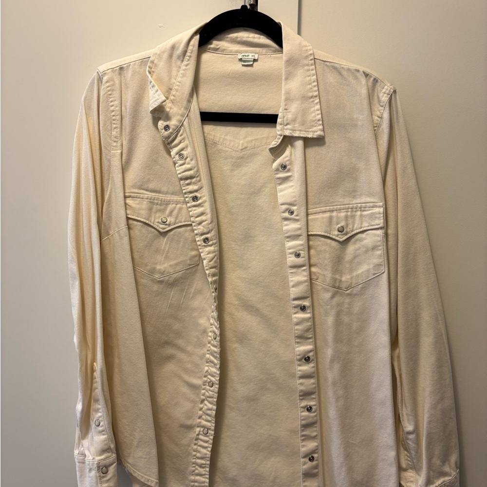 aerie women’s Cream Button-Down Western Shirt